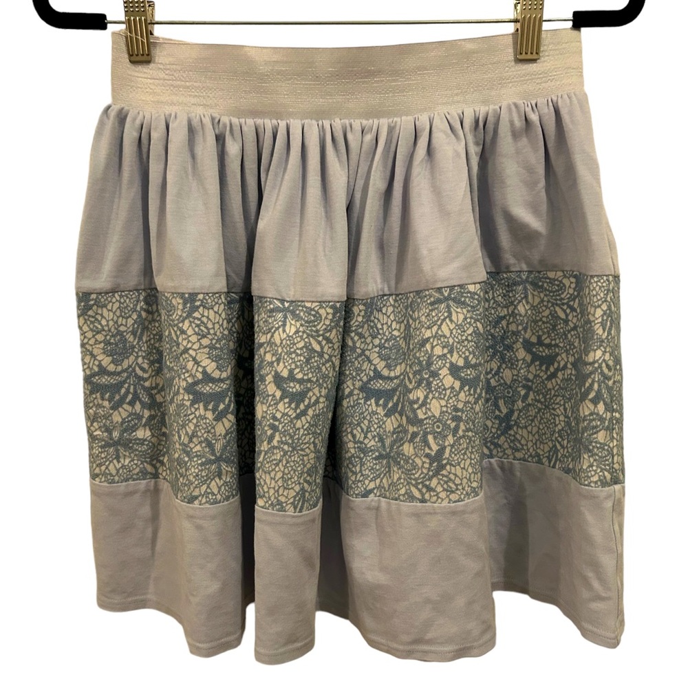 A'Reve Blue and White Tiered Skirt with Elastic Waistband